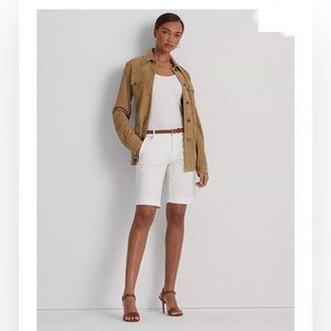 LRL LAUREN ACTIVE RALPH LAUREN White cuffed Bermuda shorts, 97% cotton